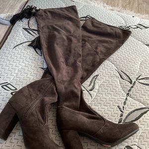 brown over the knee boots